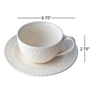 Basketweave Ceramic Mug (Set of 4) - Image 2