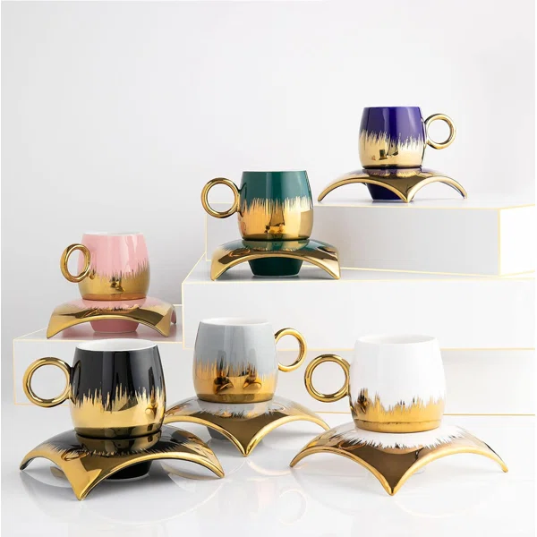 Turkish+Coffee+Cup+Set+of+6+with+Saucers+and+Tray+-+Ceramic+Tea+Cup+6.7oz
